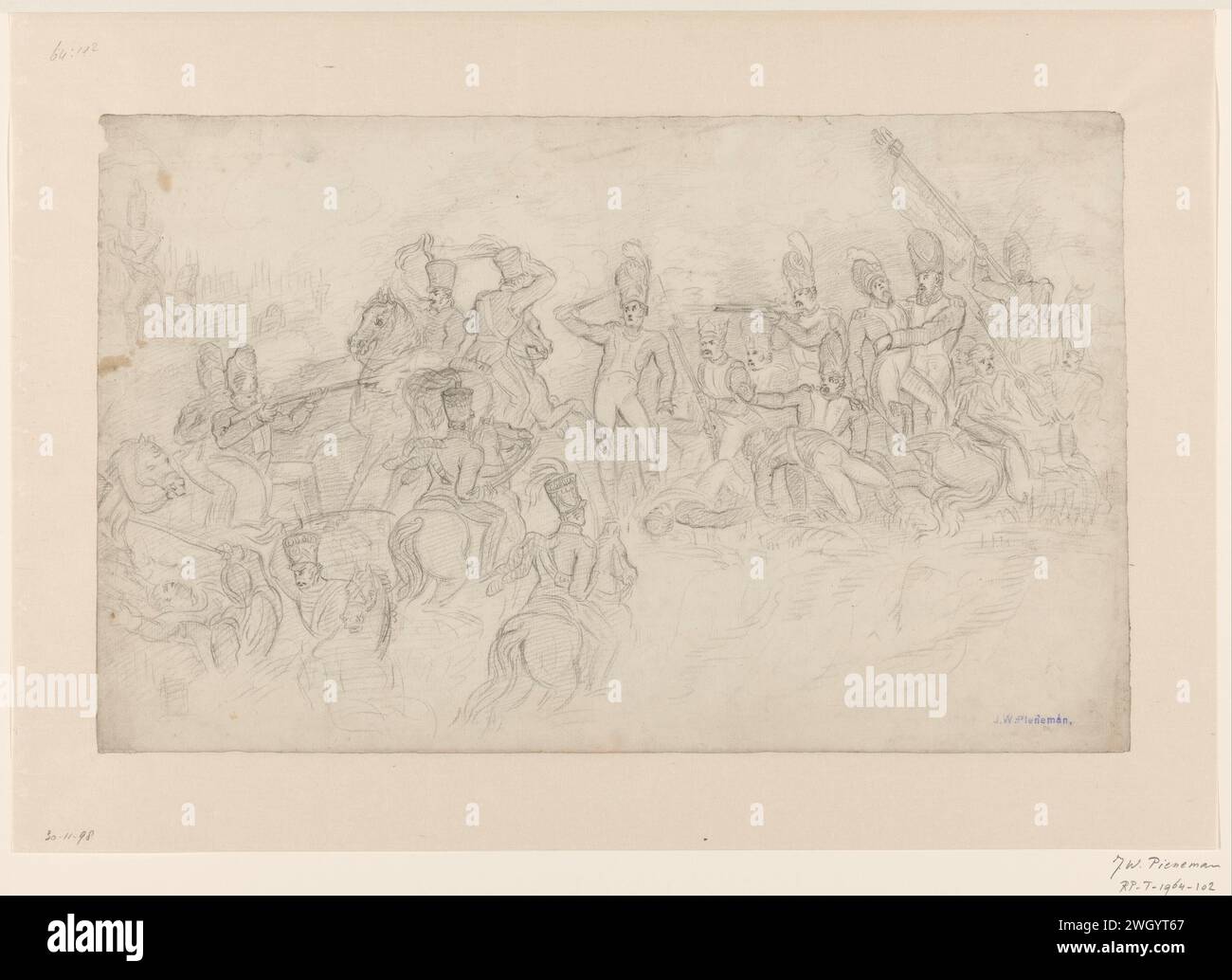 Détail de la peinture de Slag à Waterloo, Jan Willem Pieneman, 1789 - 1853 papier à dessin. bataille de craie (+ forces terrestres). événements et situations historiques Banque D'Images