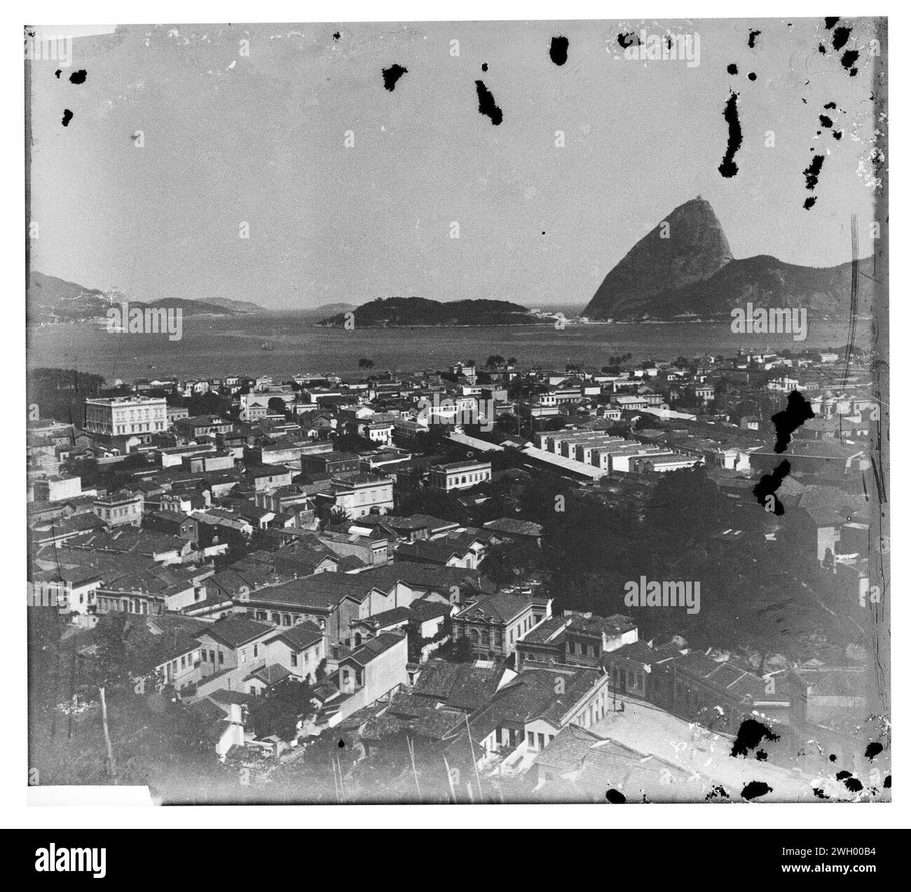 Bairro do Catete visto do Morro Santo Amaro ; à direita, o Morro do Pão de Açúcar Banque D'Images