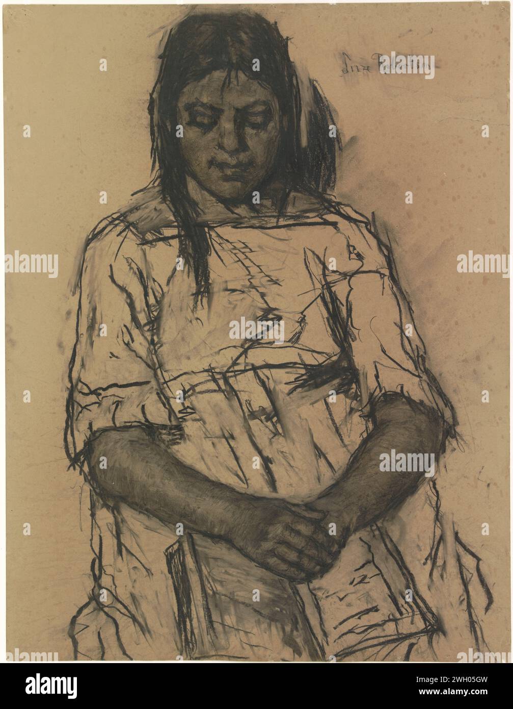Sitting Girl, Suze Robertson, 1865 - 1921 papier à dessin. craie Banque D'Images