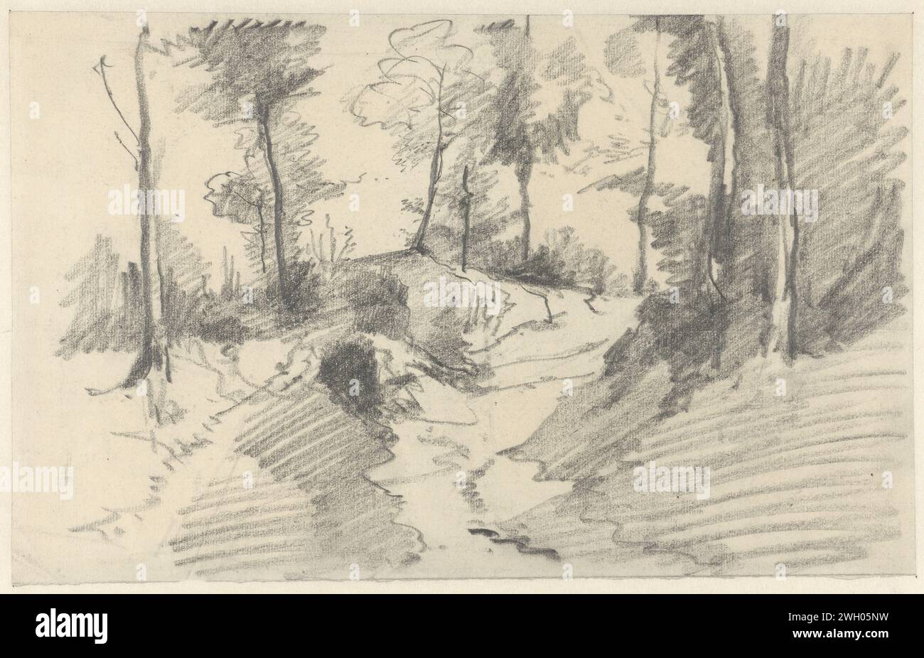 Forestship, Guillaume Anne van der Brugghen, 1821 - 1891 papier à dessin. forêt de craies, bois Banque D'Images