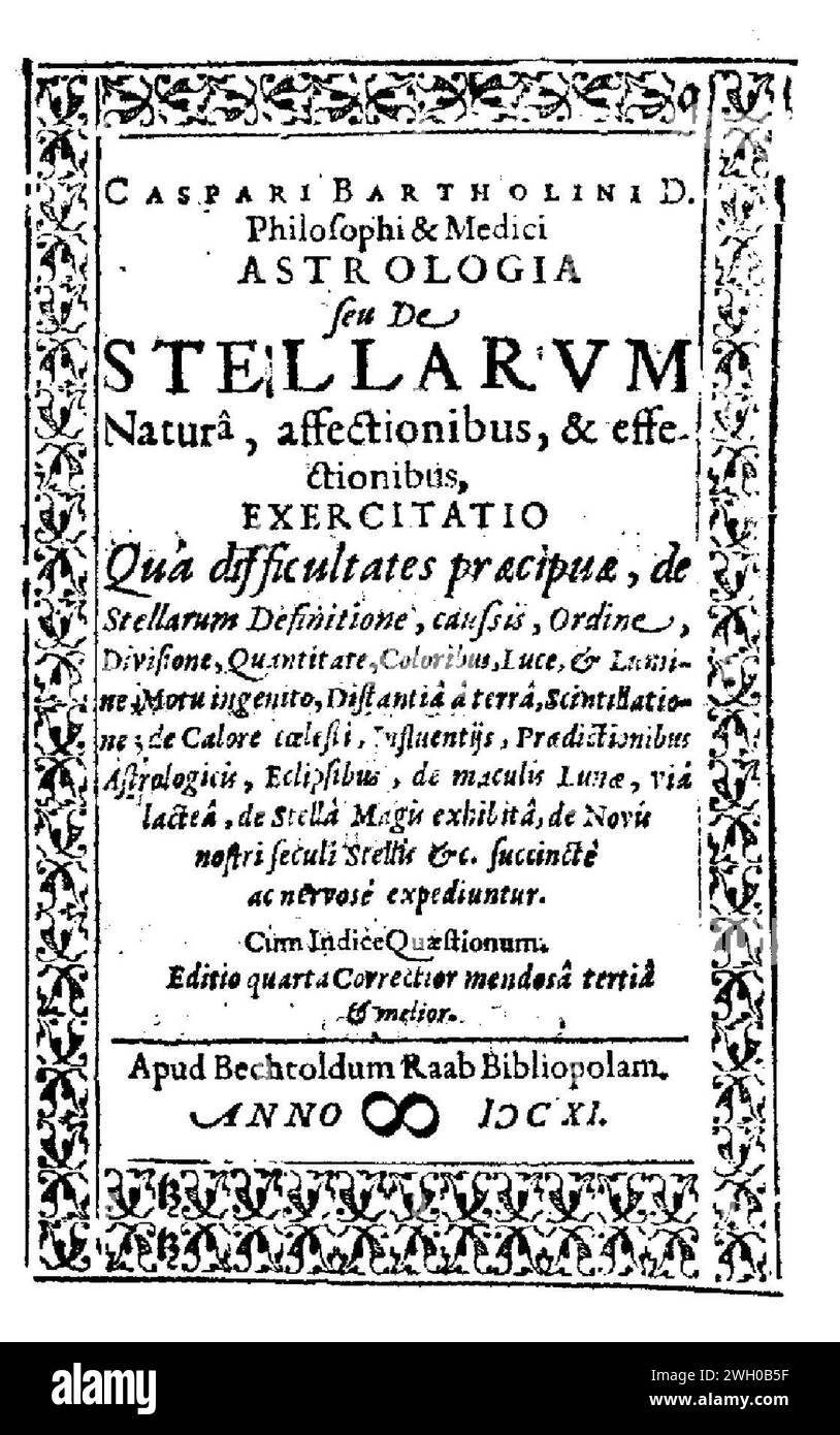 Bartholin, Caspar – Astrologia, seu de stellarum natura, 1612 Banque D'Images