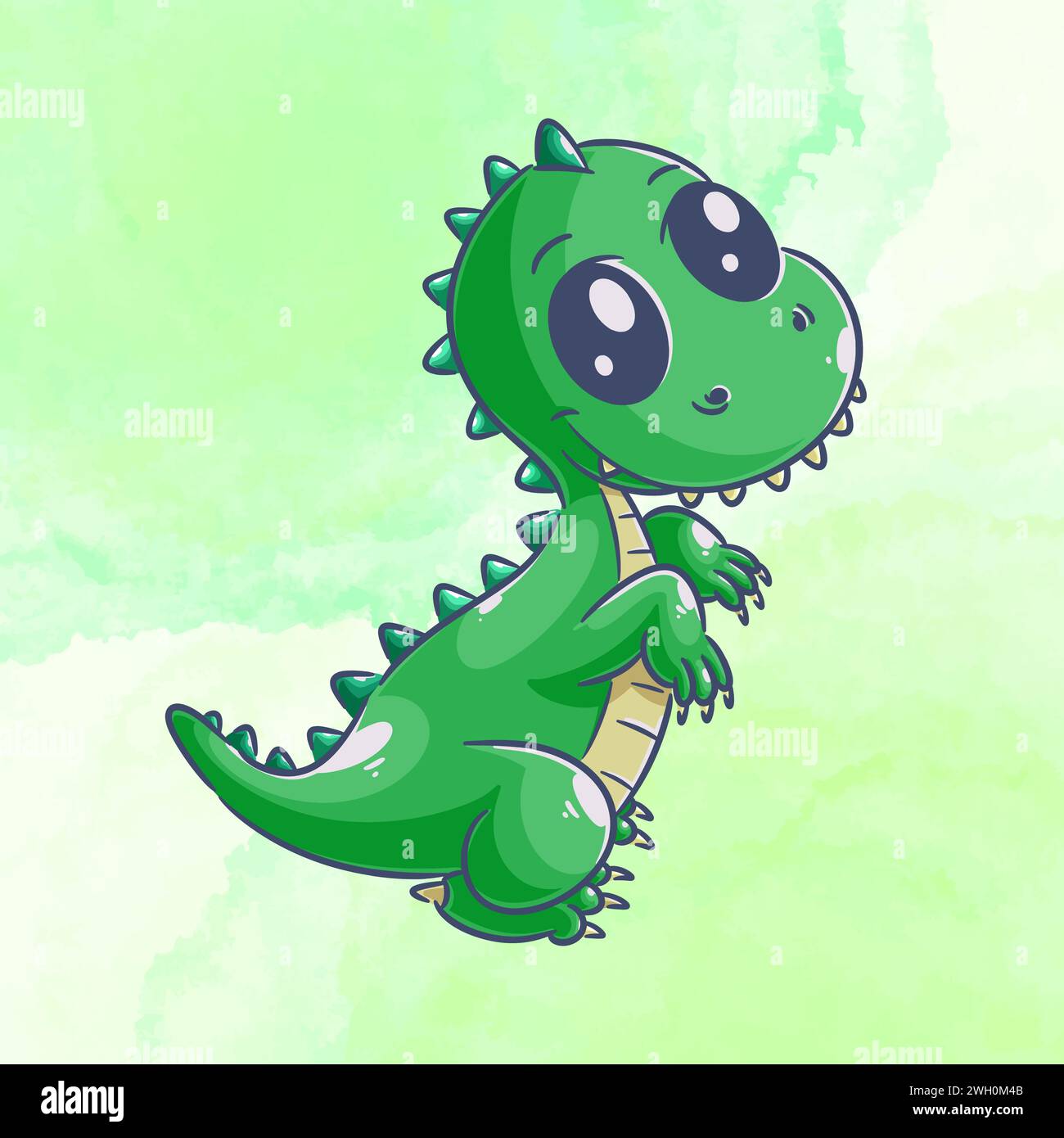 Vecteur de dessin animé de dinosaure vert mignon Illustration de Vecteur