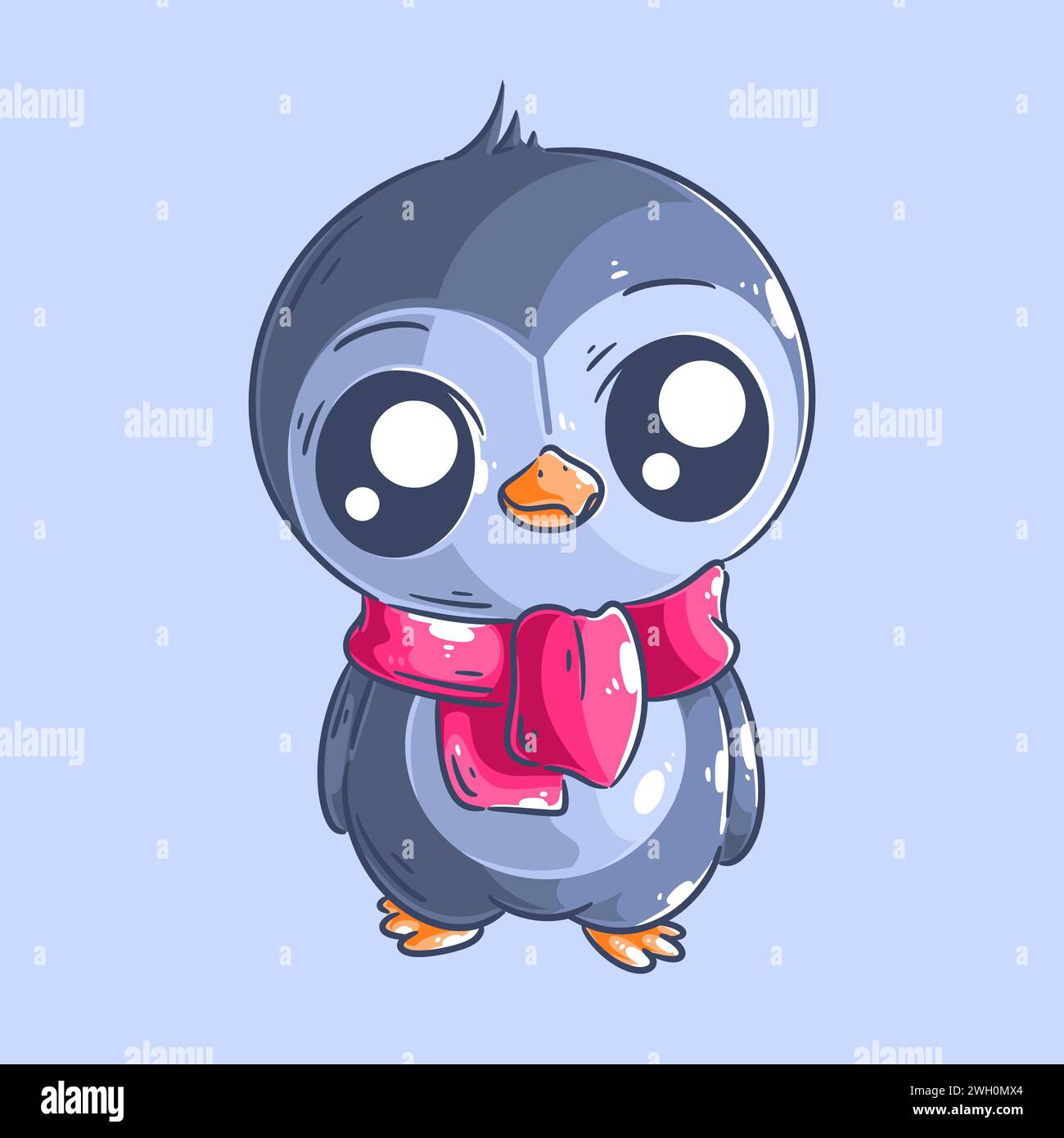 Pingouin mignon est vecteur de bande dessinée debout Illustration de Vecteur