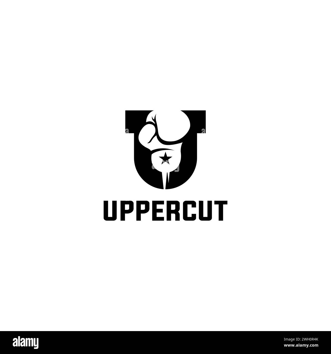 Logo uppercut. Conception du logo de boxe. Logo lettre U. Illustration de Vecteur