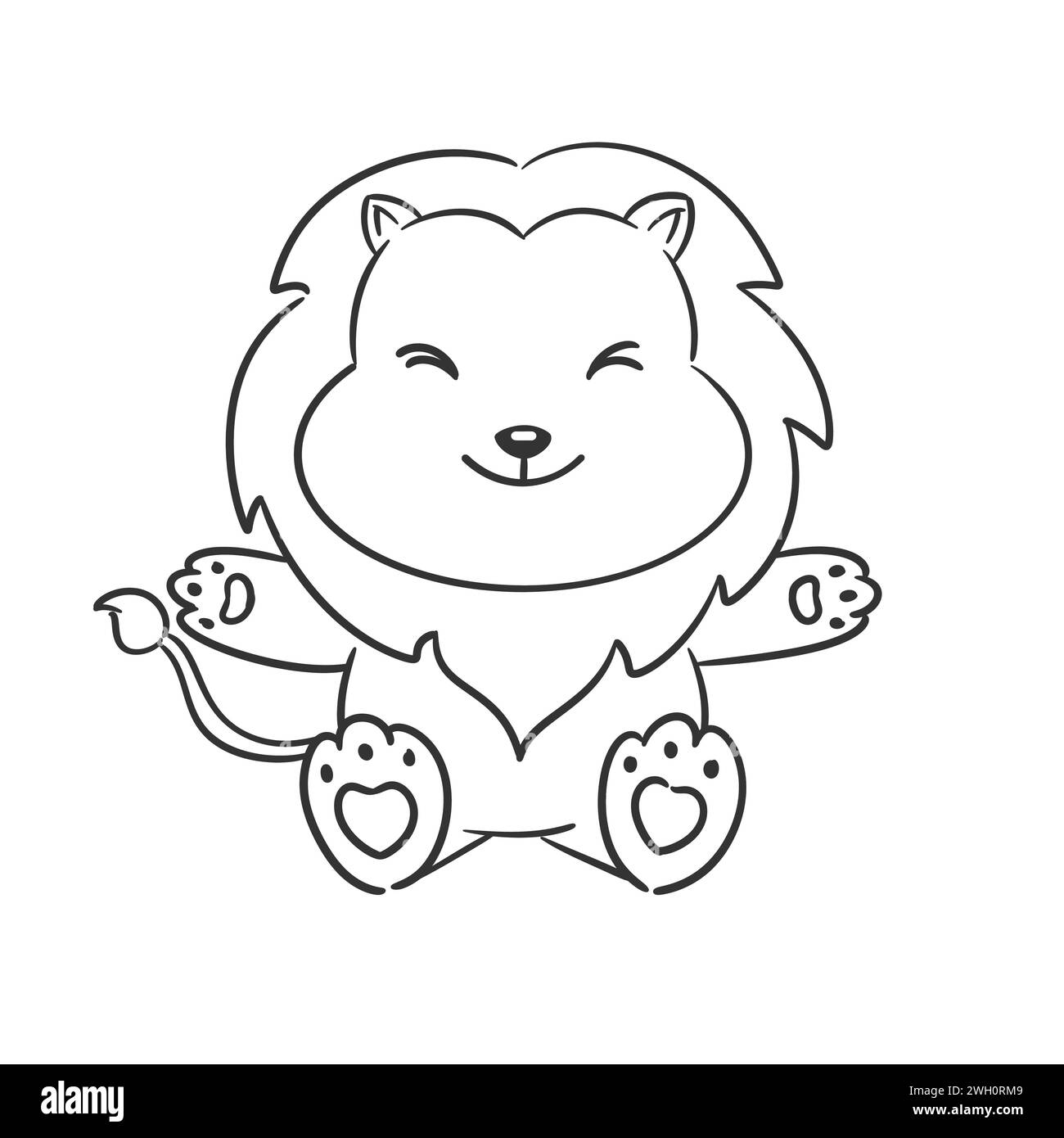 Mignon lion se sent très heureux pour la coloration Illustration de Vecteur