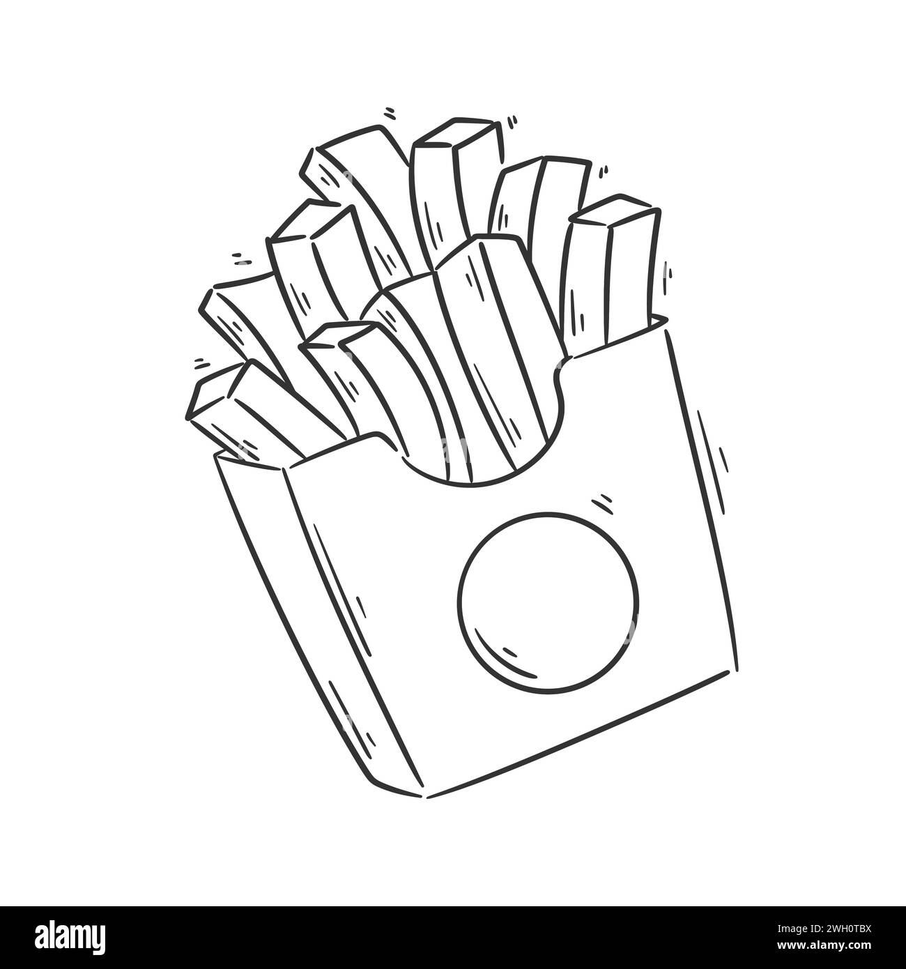 Vecteur de dessin animé de frites dessiné à la main pour la coloration Illustration de Vecteur