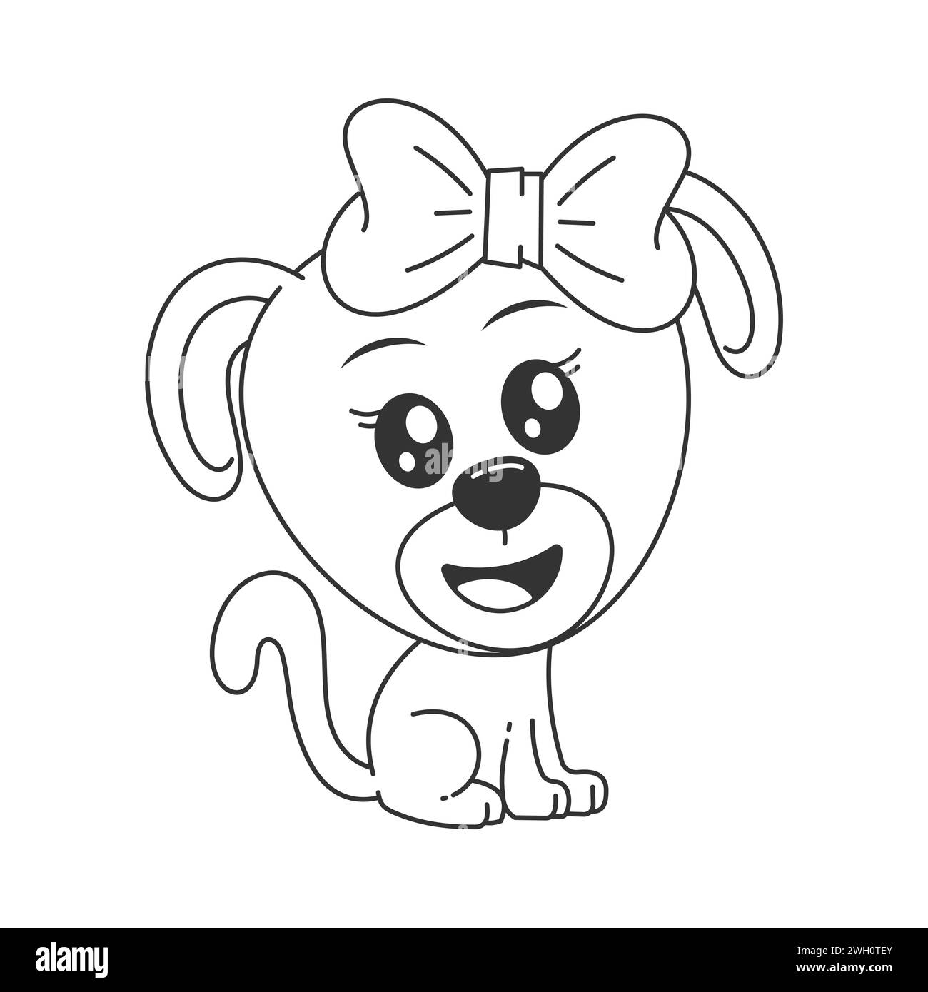 Style de dessin animé assis de chien mignon pour la coloration Illustration de Vecteur