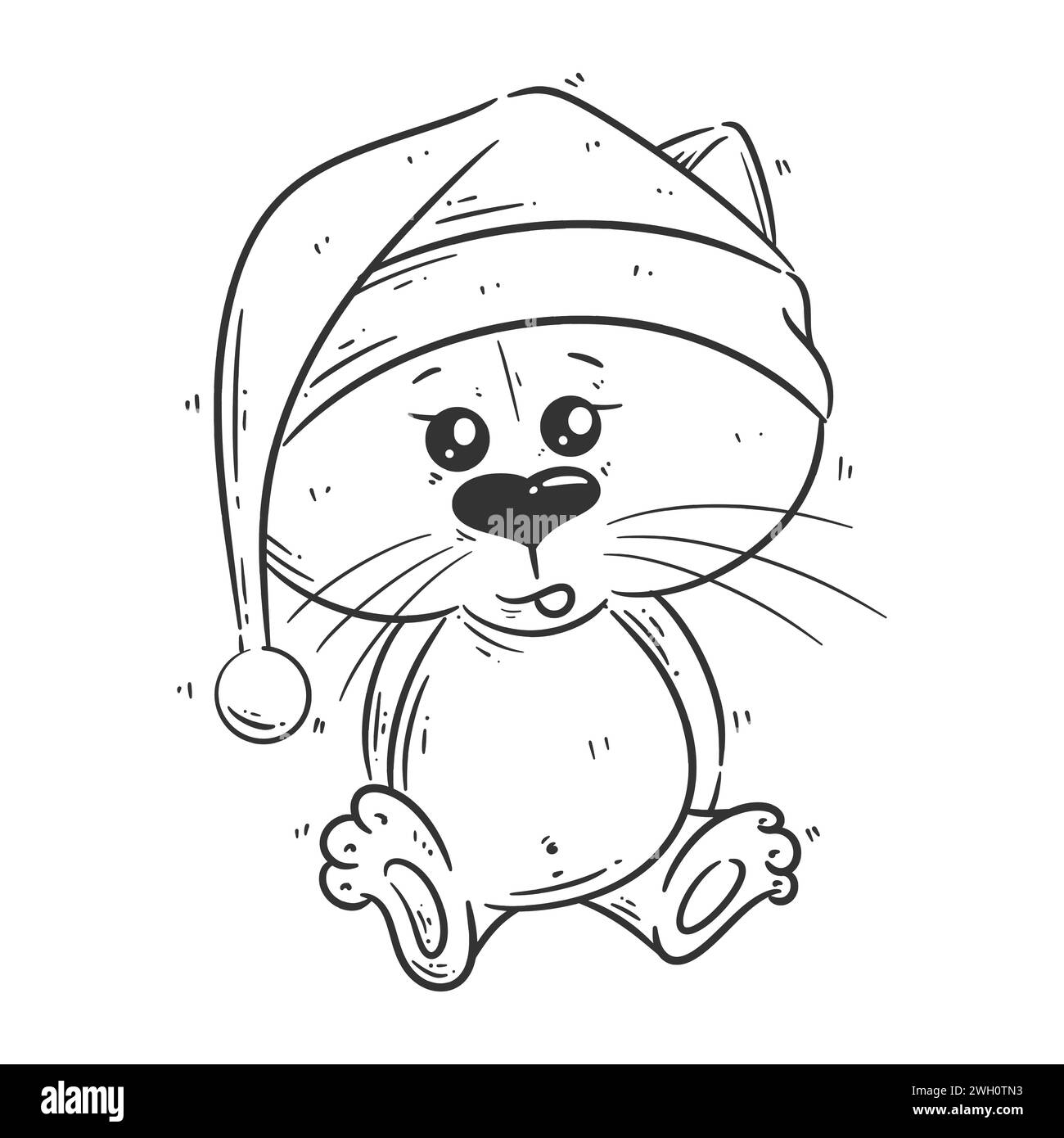 Chat mignon portant chauffe-tête pour la coloration Illustration de Vecteur