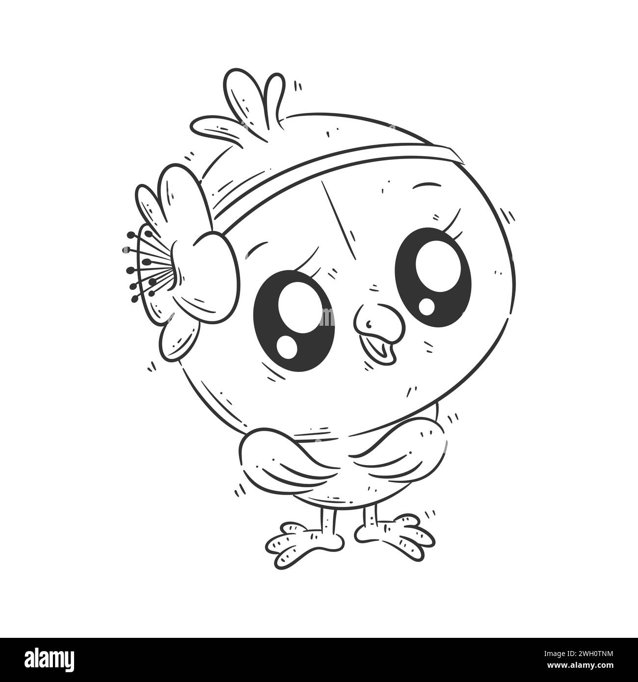 Joli motif oiseau portant un bandeau pour la coloration Illustration de Vecteur