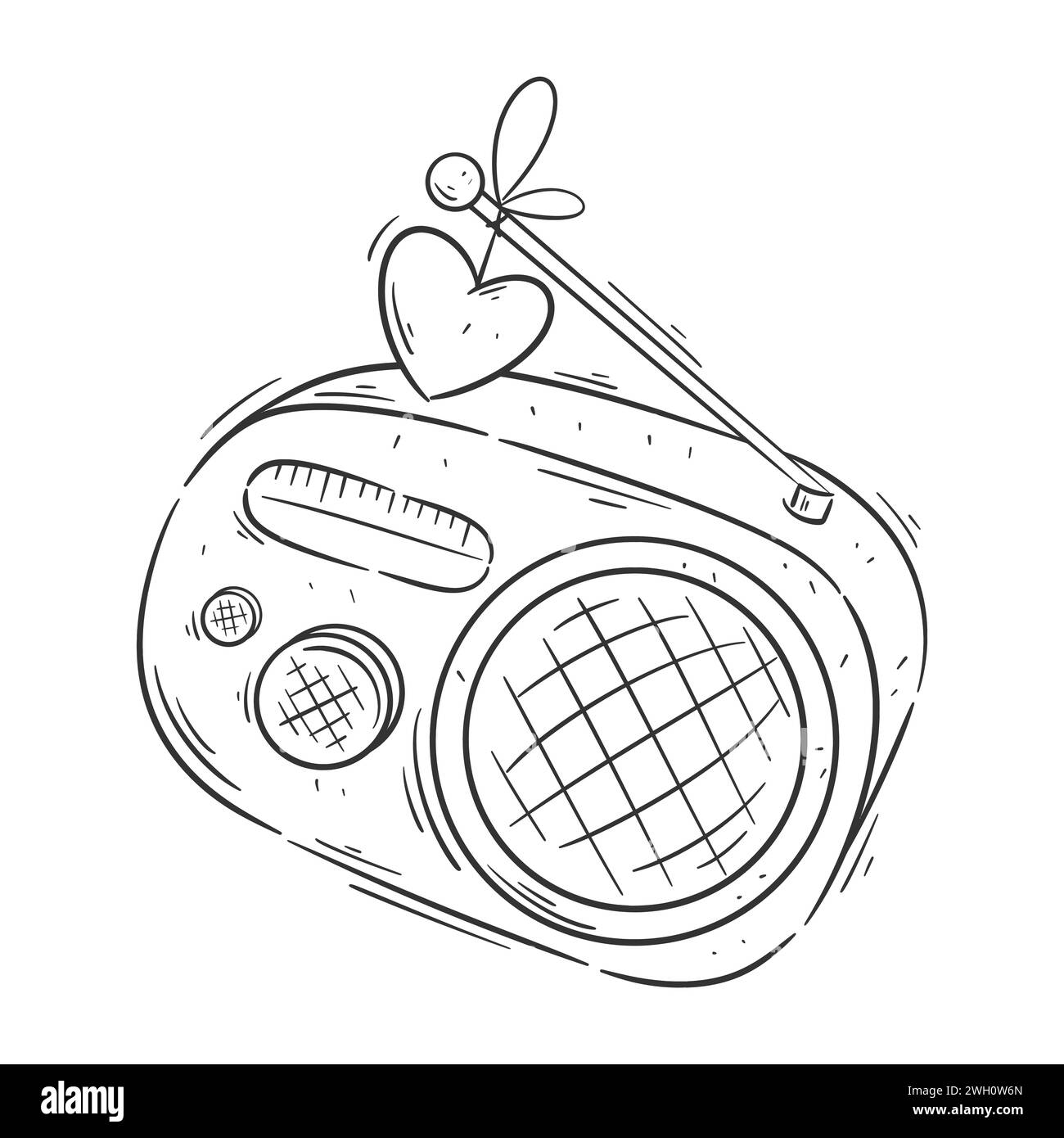 Design radio dessiné à la main pour la coloration Illustration de Vecteur