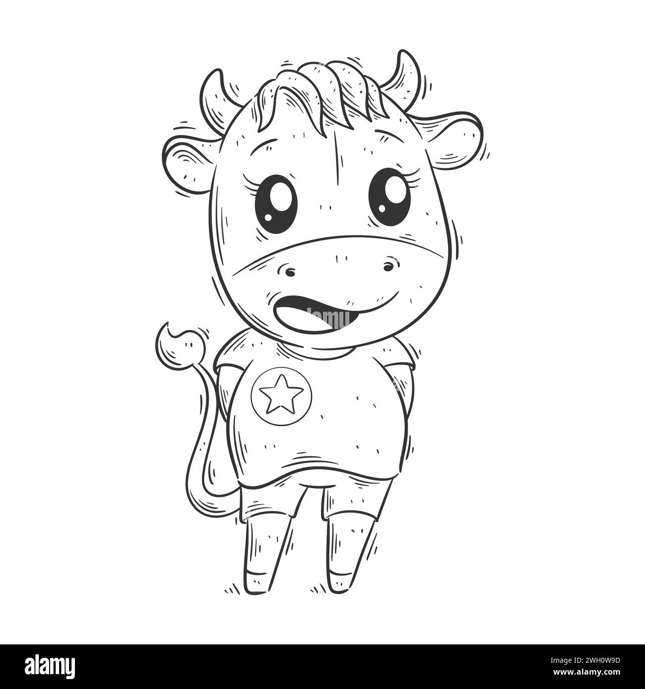 Jolie vache portant une chemise pour la coloration Illustration de Vecteur