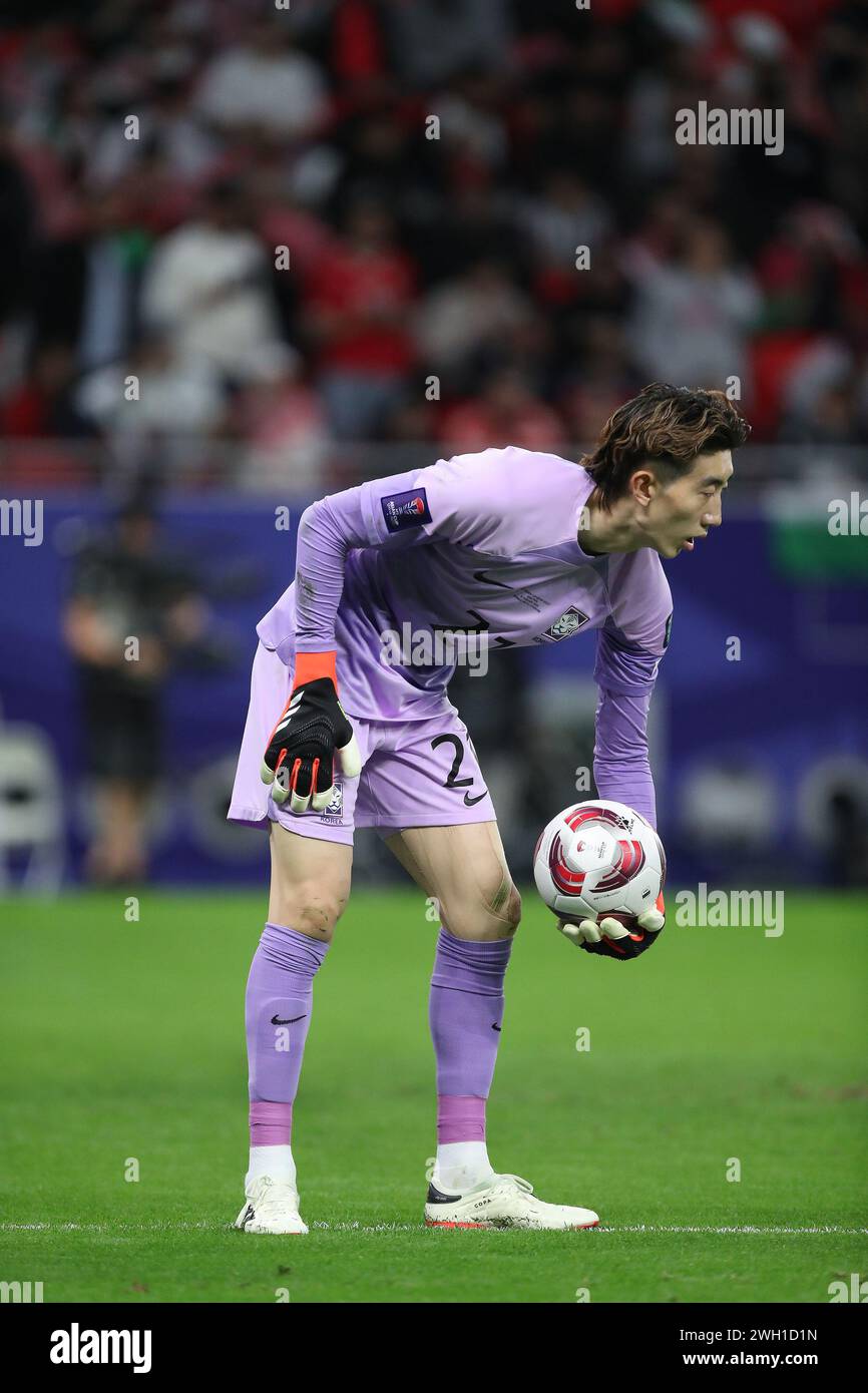 DOHA, QATAR - 6 FÉVRIER : JO Hyeon-woo de Corée du Sud lors de la demi-finale de la Coupe d'Asie de l'AFC entre la Jordanie et la Corée du Sud au stade Ahmad Bin Ali le 6 février 2024 à Doha, Qatar. (Photo de MB Media/) Banque D'Images