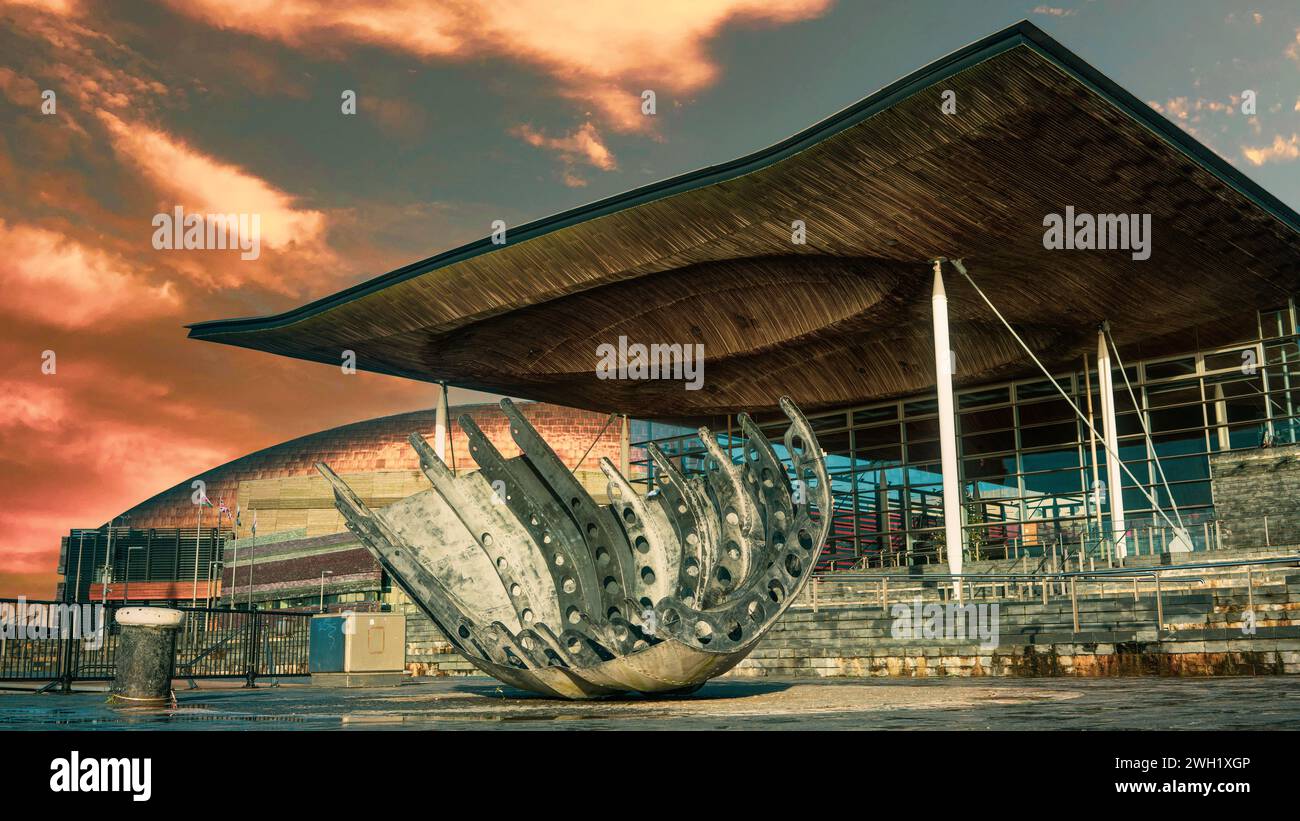 Le Senedd sur Cardiff Bay. Banque D'Images