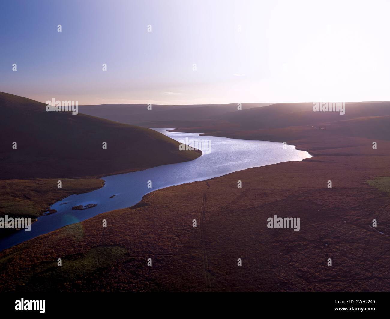 Les réservoirs de la vallée de l'Elan sont une chaîne de lacs artificiels créés à partir de l'amortissement des rivières Elan et Claerwen dans la vallée de l'Elan, au centre du pays de Galles. Banque D'Images