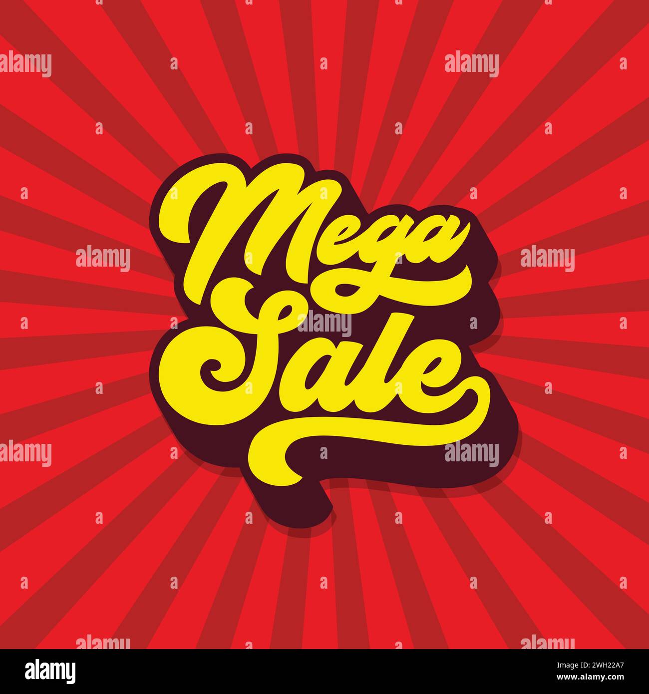 Conception de modèle de bannière de vente Mega avec lettrage de style rétro de vente Mega. Conception de modèle de bannière de vente, Grande offre spéciale de vente. Illustration vectorielle. Illustration de Vecteur