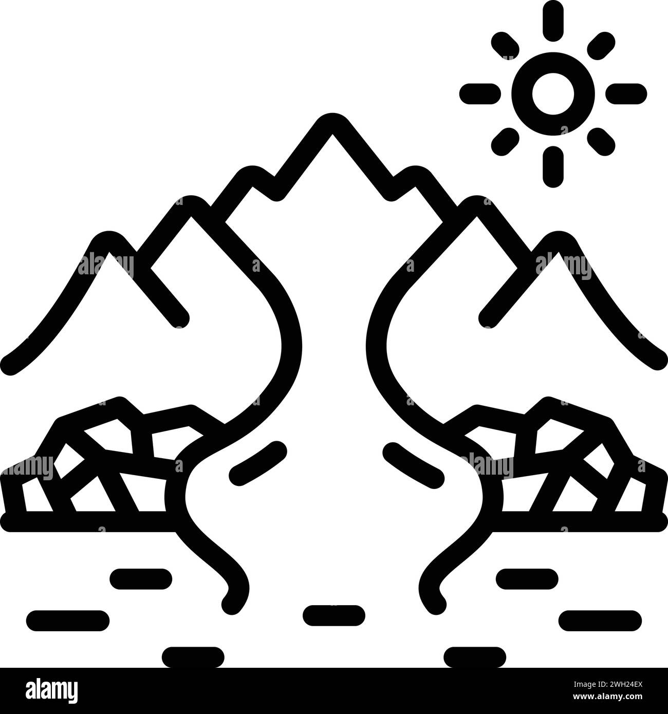 Icône pour les rapides, lever du soleil Illustration de Vecteur