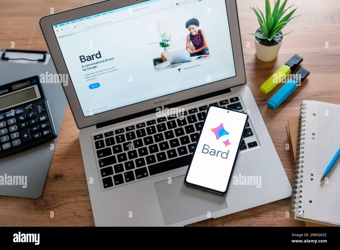 Wroclaw, Pologne - 5 février 2024 : logo Google Bard. Outil de chat AI de Google Banque D'Images