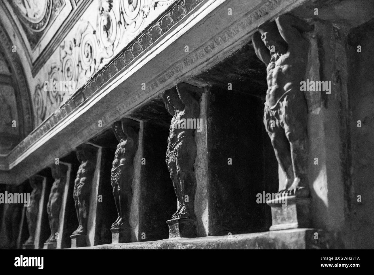 Visite de la ville de Pompéi qui a été couverte de cendres volcaniques après l'éruption du Vésuve, lieux touristiques en Italie. Banque D'Images