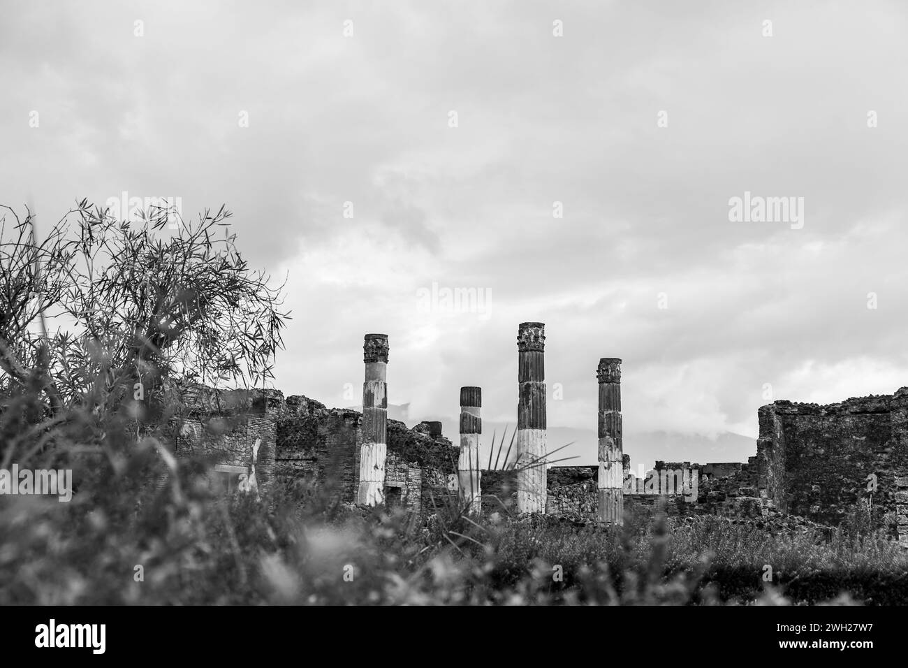 Visite de la ville de Pompéi qui a été couverte de cendres volcaniques après l'éruption du Vésuve, lieux touristiques en Italie. Banque D'Images