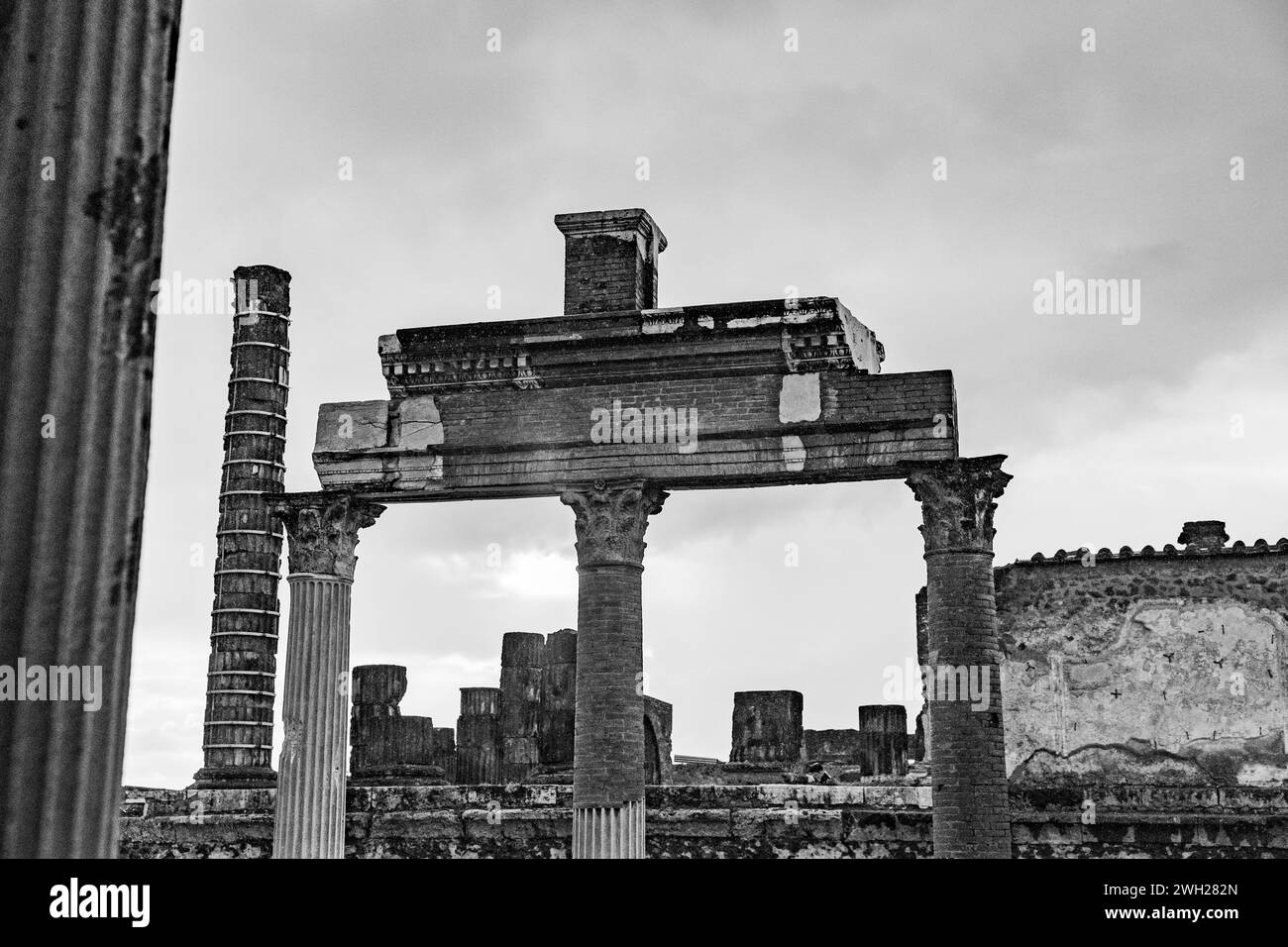 Visite de la ville de Pompéi qui a été couverte de cendres volcaniques après l'éruption du Vésuve, lieux touristiques en Italie. Banque D'Images
