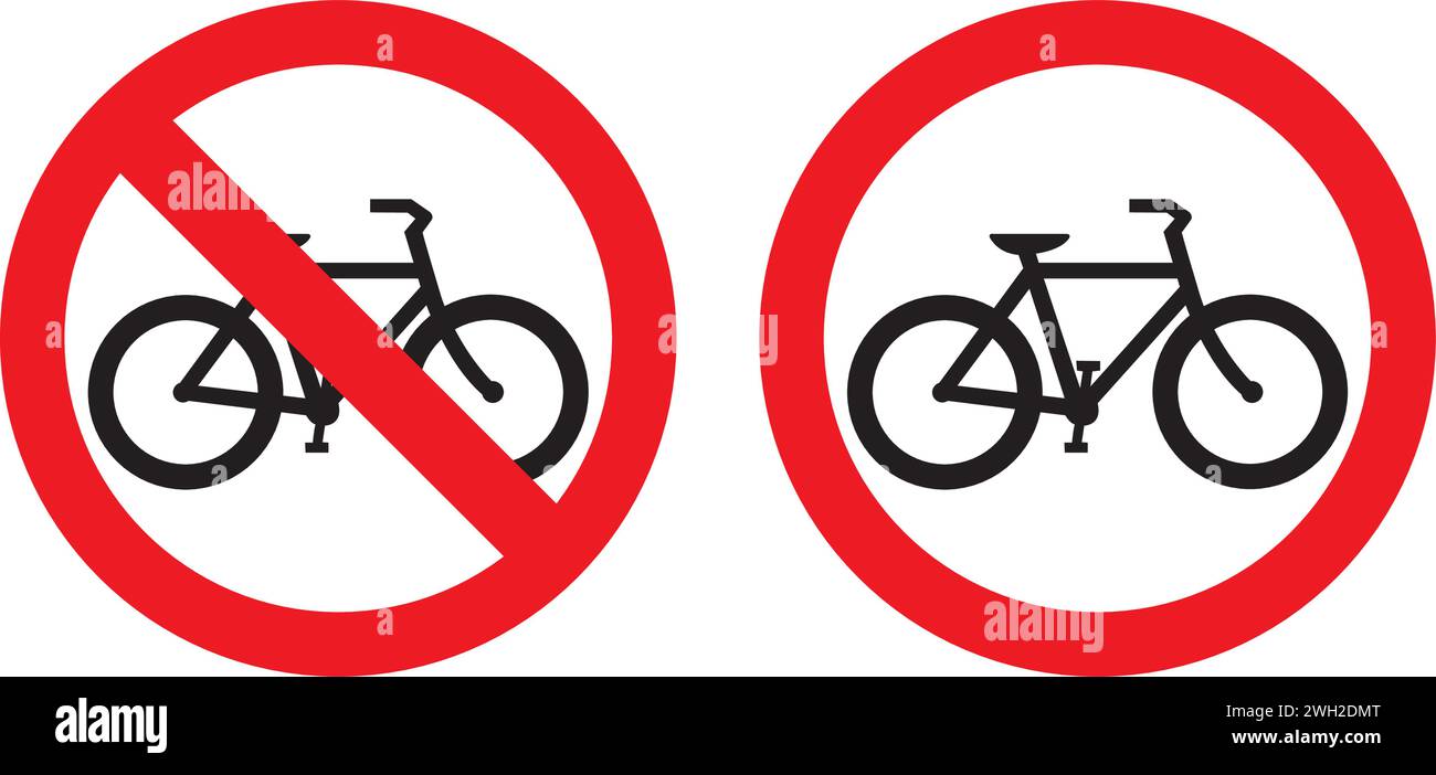 Panneaux d'interdiction de bicyclette sur fond blanc Illustration de Vecteur