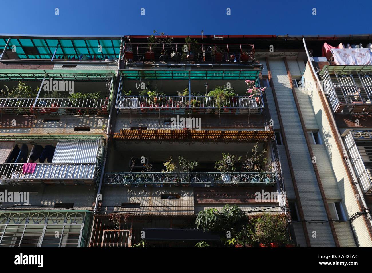 Quartier résidentiel de la ville de Taipei. Immeubles d'appartements moyens dans le district de Xinyi. Banque D'Images