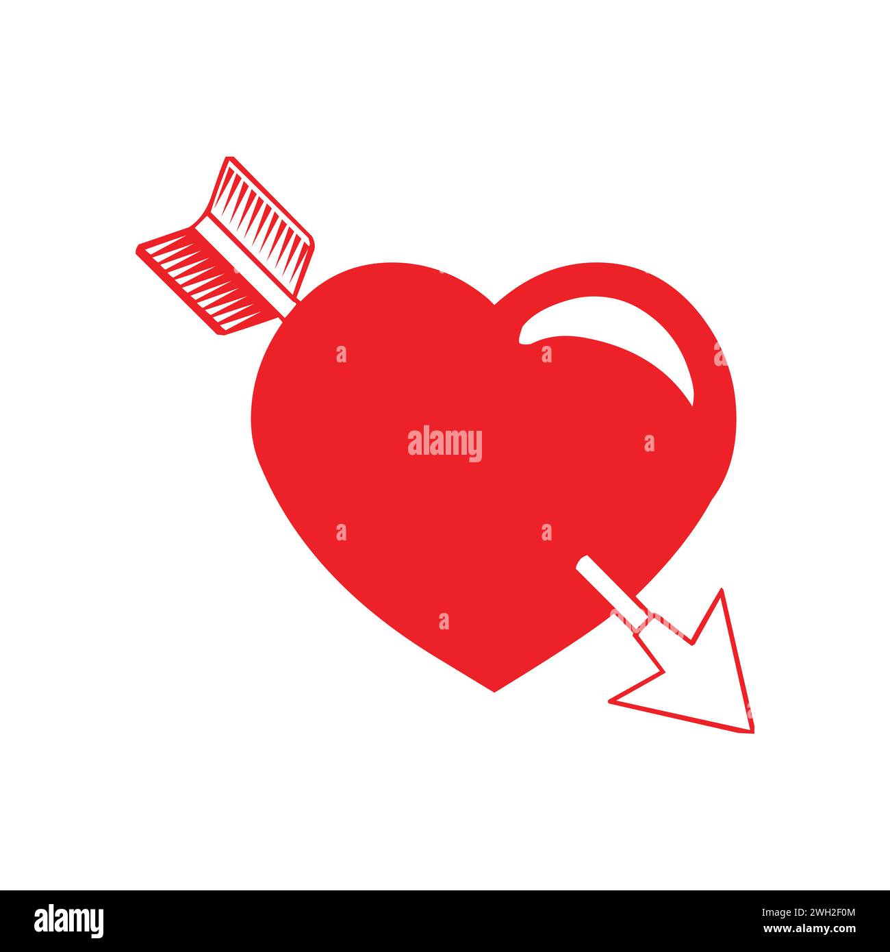Cœur percé rouge avec icône flèche Illustration de Vecteur