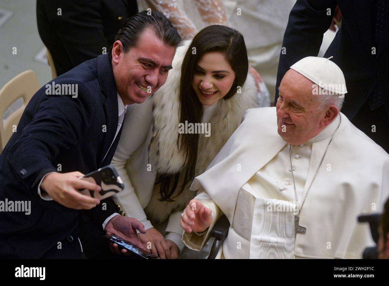 Italie, Rome, 7 février 2024 : le Pape François lors de l'audience générale hebdomadaire dans la salle Paolo VI photo © Stefano Carofei/Sintesi/Alamy Live News Banque D'Images