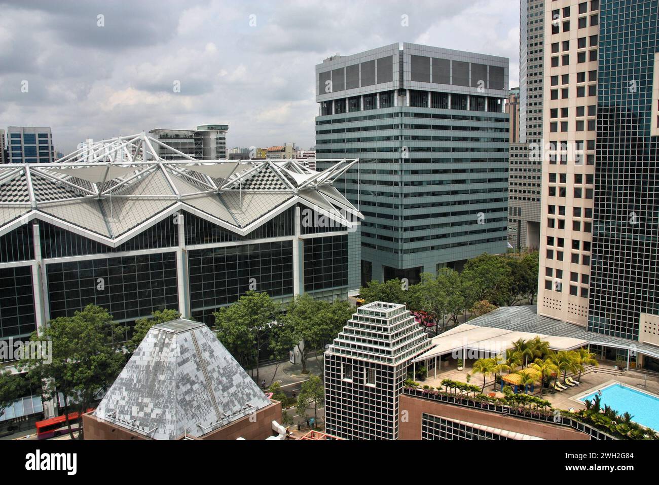 Vue aérienne de Singapour du quartier Downtown Core. Banque D'Images