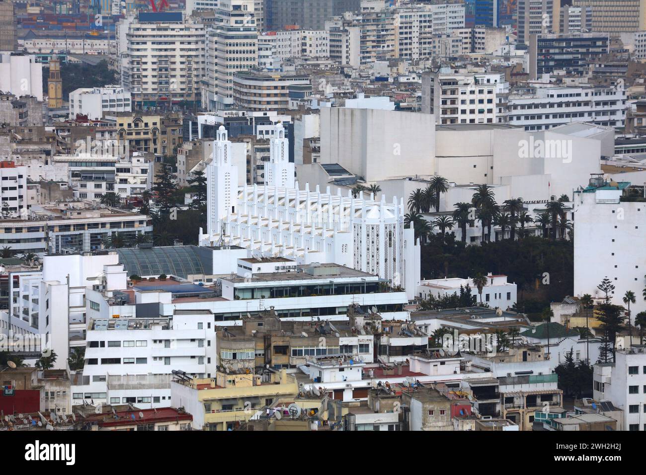 Vue aérienne de la cathédrale du Sacré-cœur à Casablanca, Maroc. Banque D'Images