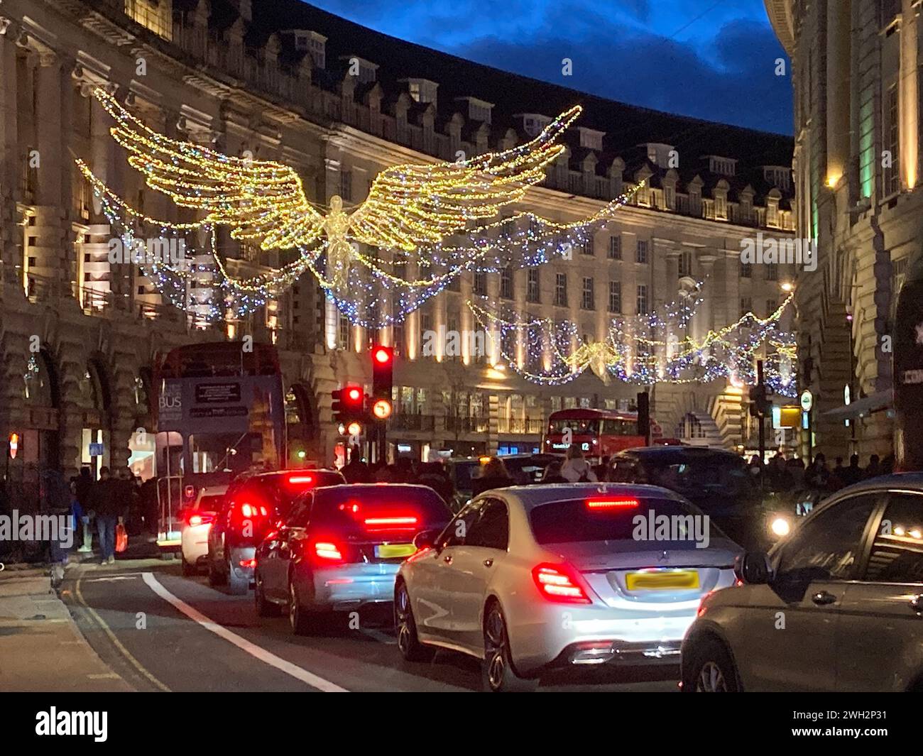 Les lumières de Noël de la rue Regent Banque D'Images