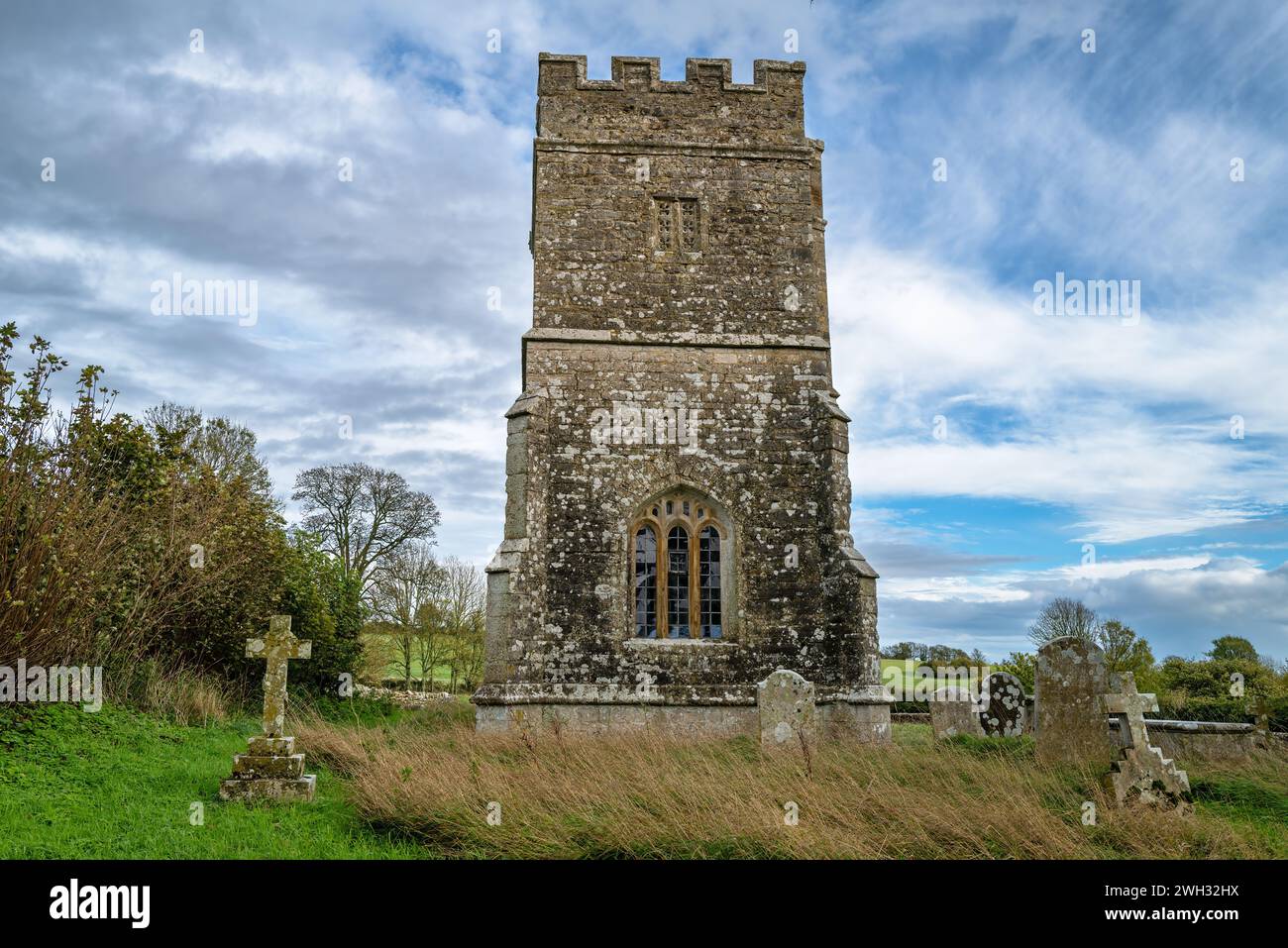 Église de Whitcombe, dans la paroisse de Whitcombe, Dorset, Angleterre. Datant du 12th siècle, cette église médiévale est de style normand perpendiculaire Banque D'Images