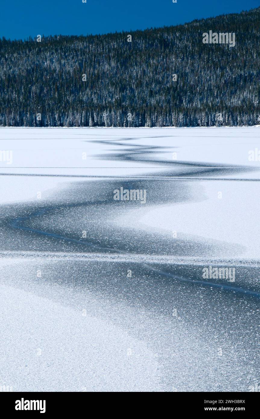 Diamond Lake en hiver, Rogue-Umpqua National Scenic Byway, Umpqua National Forest, Virginia Banque D'Images