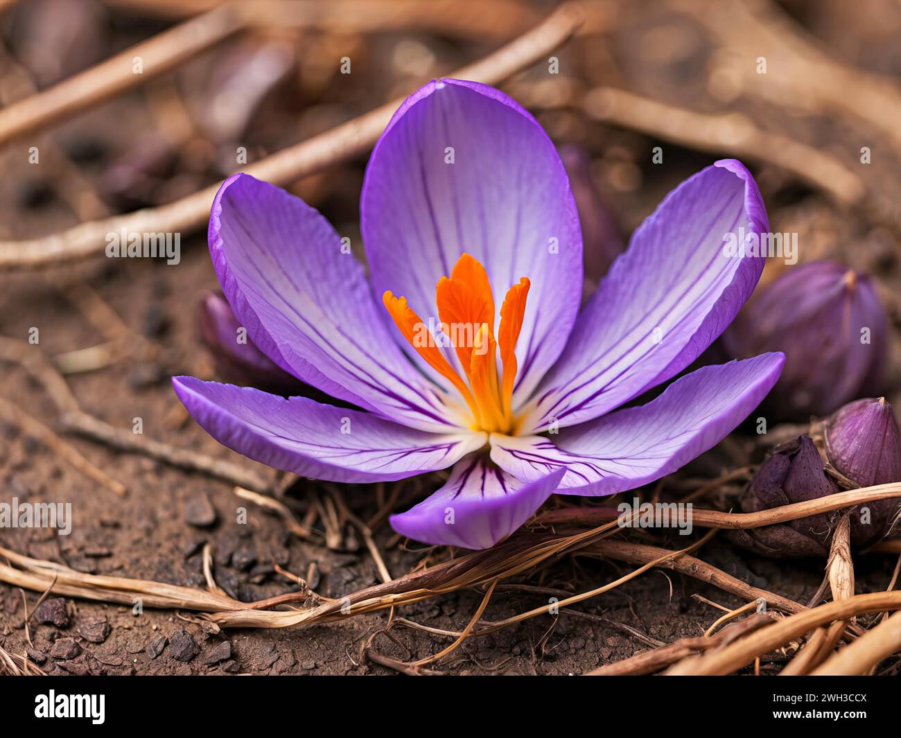 Délicates fleurs de crocus safran violettes. Illustration de Vecteur