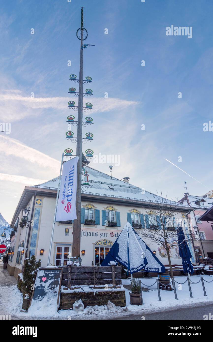 inn Zur Schranne Garmisch-Partenkirchen Oberbayern, haute-Bavière, Zugsp Bayern, Bavière Allemagne Banque D'Images