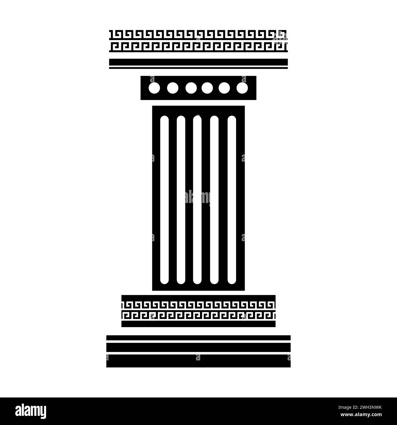 illustration avec des colonnes anciennes isolées sur fond blanc Banque D'Images