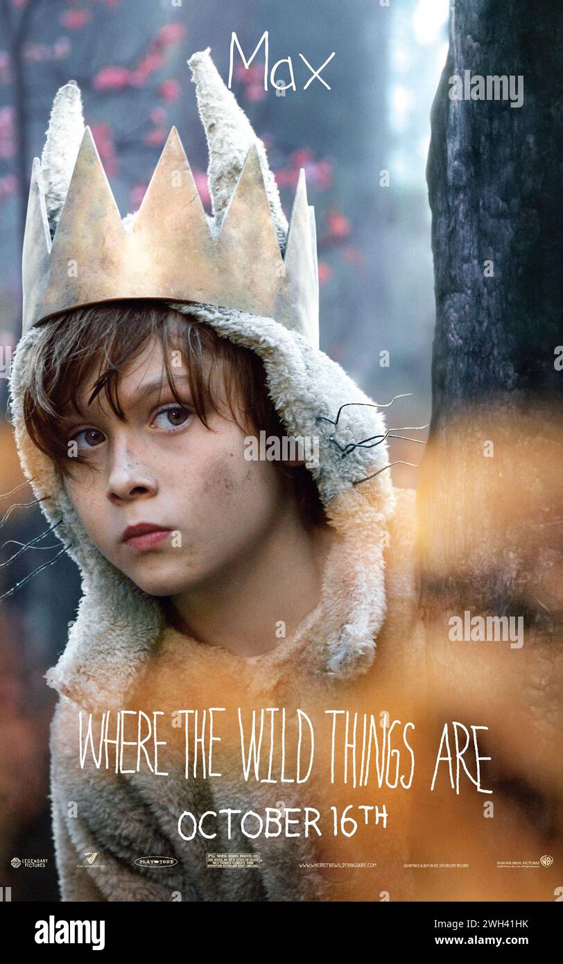 Where the Wild Things Are (2009) réalisé par Spike Jonze et mettant en vedette Max Records dans le rôle de Max, un jeune garçon qui s'enfuit de chez lui et navigue vers une île remplie de créatures qui l'emmènent comme leur roi. Affiche de personnage AMÉRICAINE ***USAGE ÉDITORIAL SEULEMENT ***. Crédit : BFA / Warner Bros Banque D'Images