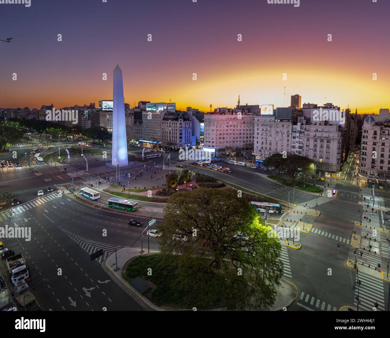 Vue aérienne du centre-ville de Buenos Aires à Calle Carlos Pellagrini Banque D'Images