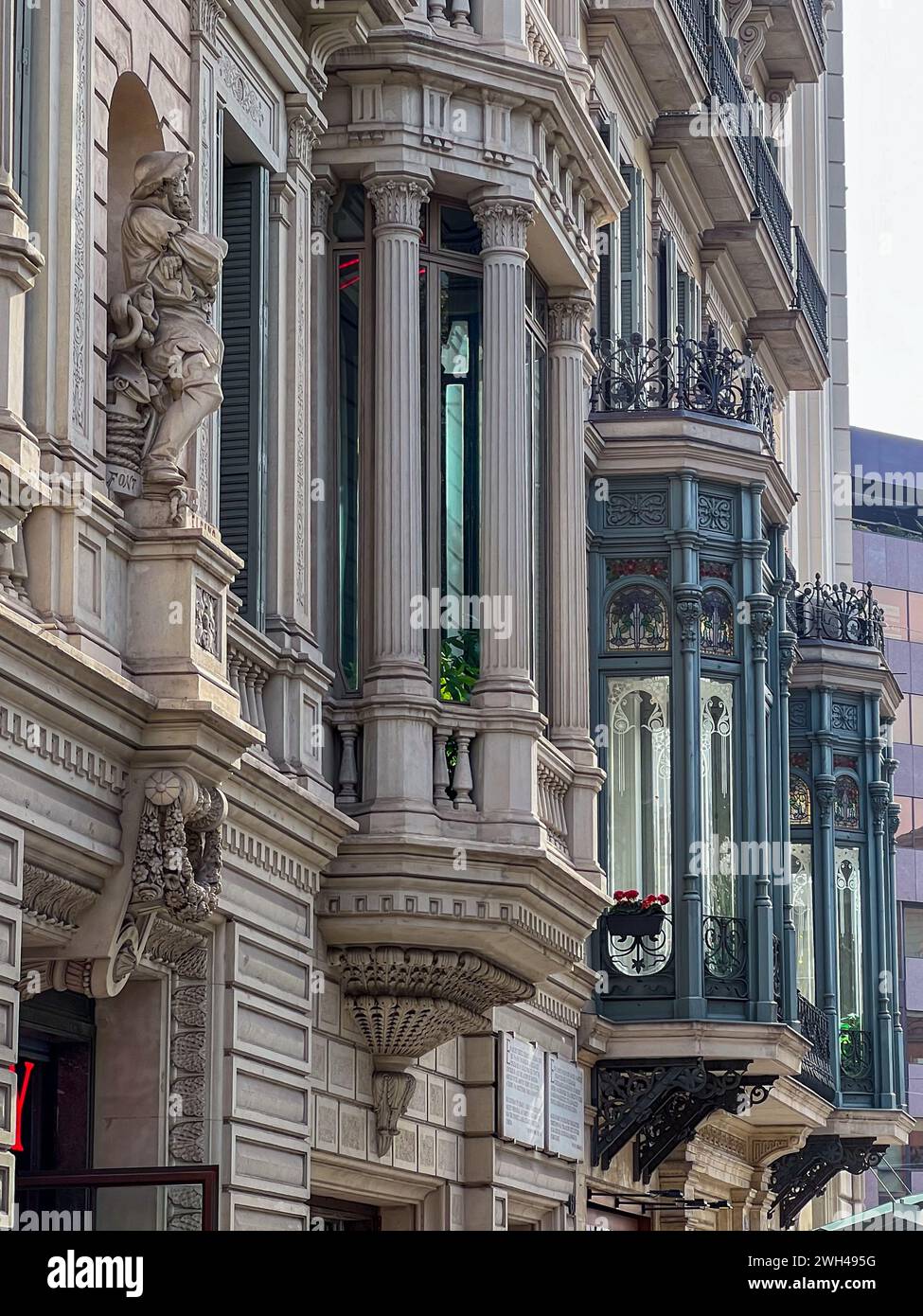 Passeig de Gracia balcons, Barcelone Banque D'Images