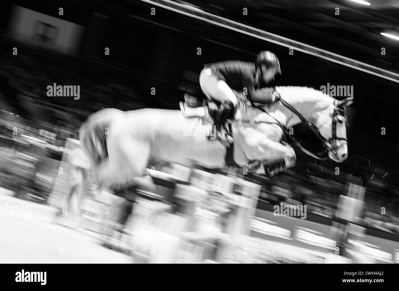 Bordeaux, France - 3 février 2024. Michael Jung, d’Allemagne, participe au 1.60m au Jumping International Bordeaux. Banque D'Images