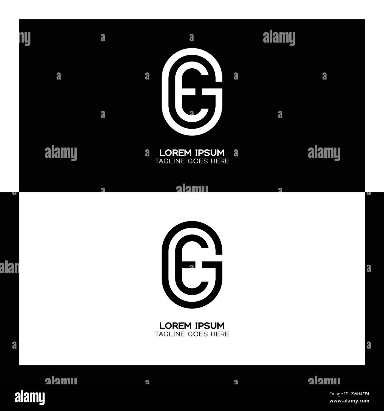 Logo GE de la lettre initiale. Monogramme de motif alphabet G et E. Illustration de Vecteur