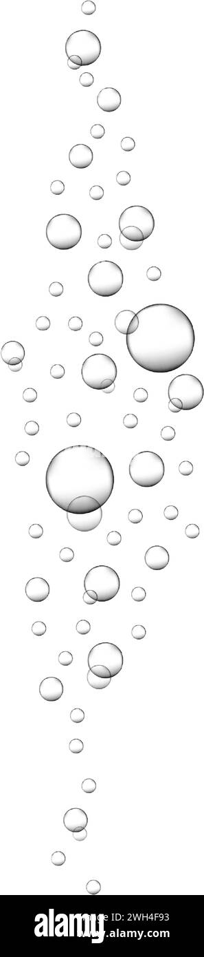 Texture gazeuse pétillante pour boisson gazeuse. Bulles d'oxygène sous l'eau. Champagne, bière, soda, cola, seltzer, ruisseau de vin mousseux. Savon, shampooing, gel mousse. Trace effervescente de pilule. Illustration réaliste vectorielle Illustration de Vecteur