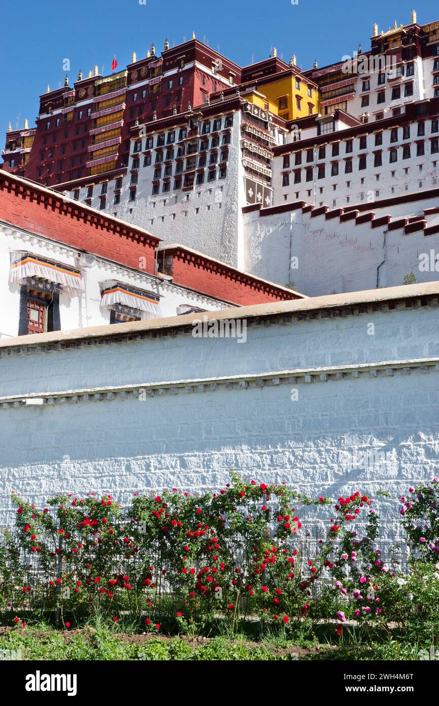 Autrefois la maison du Dalaï Lama, le Palais du Potala a été désigné site du patrimoine mondial de l'UNESCO en 1994 et est une attraction touristique populaire à Lhassa. Banque D'Images