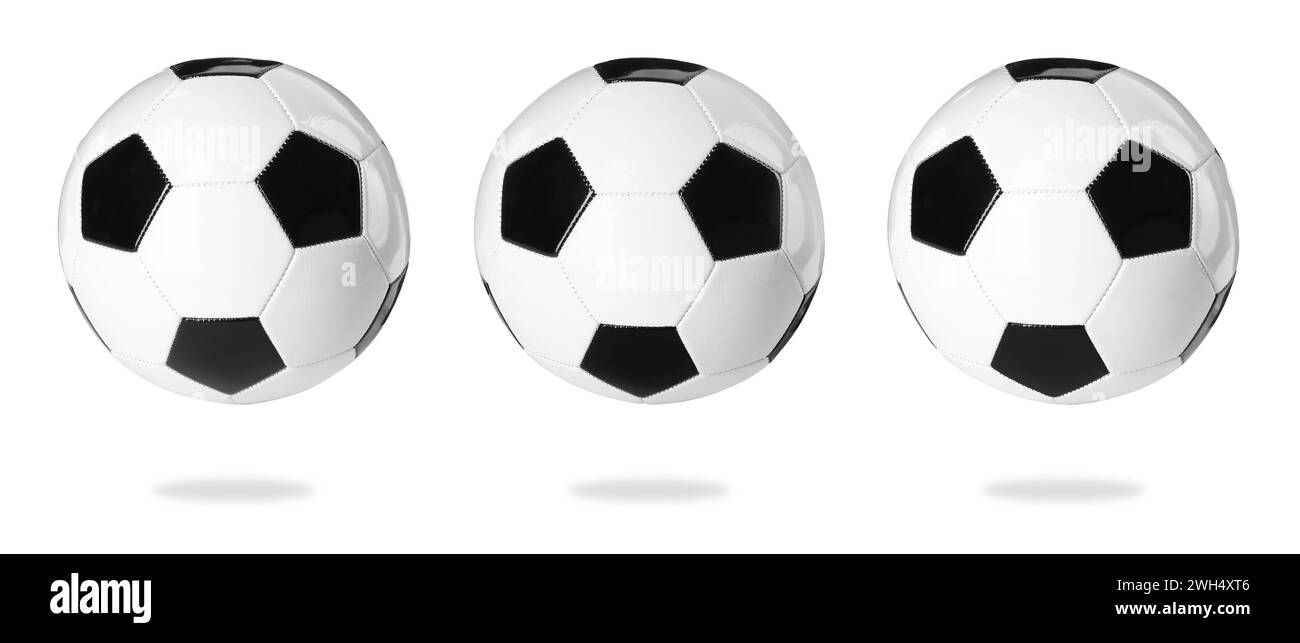 Ballon de football isolé sur blanc, différents côtés Banque D'Images