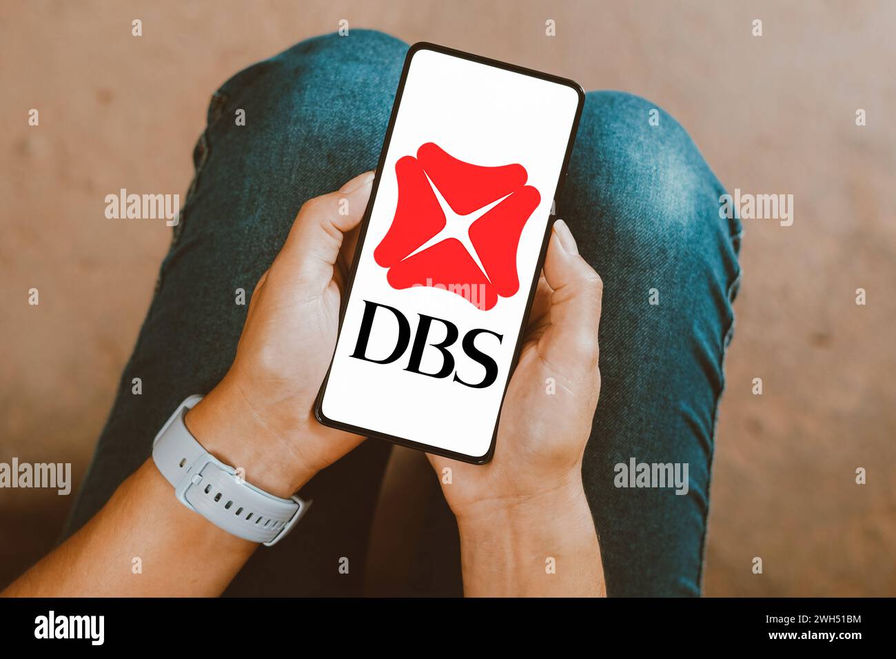 Brésil. 17 janvier 2024. Dans cette illustration photo, le logo de DBS Group Holdings est affiché sur un écran de smartphone. (Photo de Rafael Henrique/SOPA images/SIPA USA) *** strictement à des fins éditoriales *** crédit : SIPA USA/Alamy Live News Banque D'Images