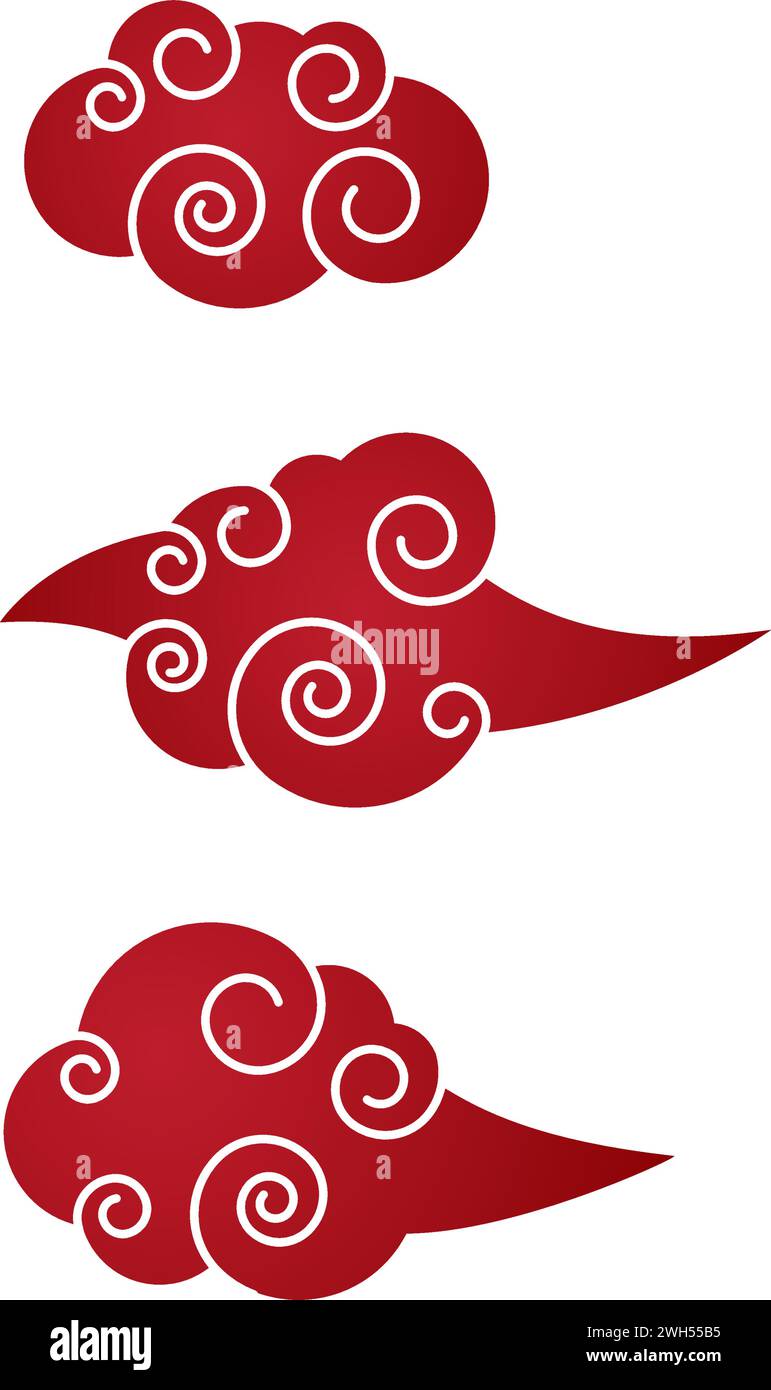 Conception de l'illustration de l'icône vectorielle du modèle Cloud chinois Illustration de Vecteur