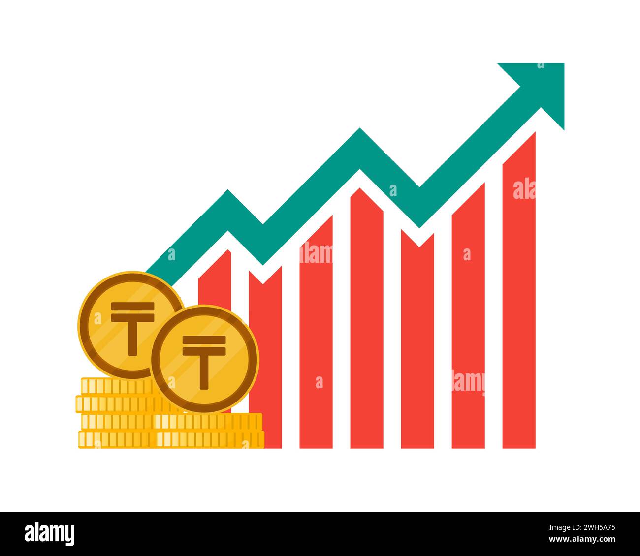 Hausse de la valeur du taux de change du Tenge kazakh Illustration de Vecteur