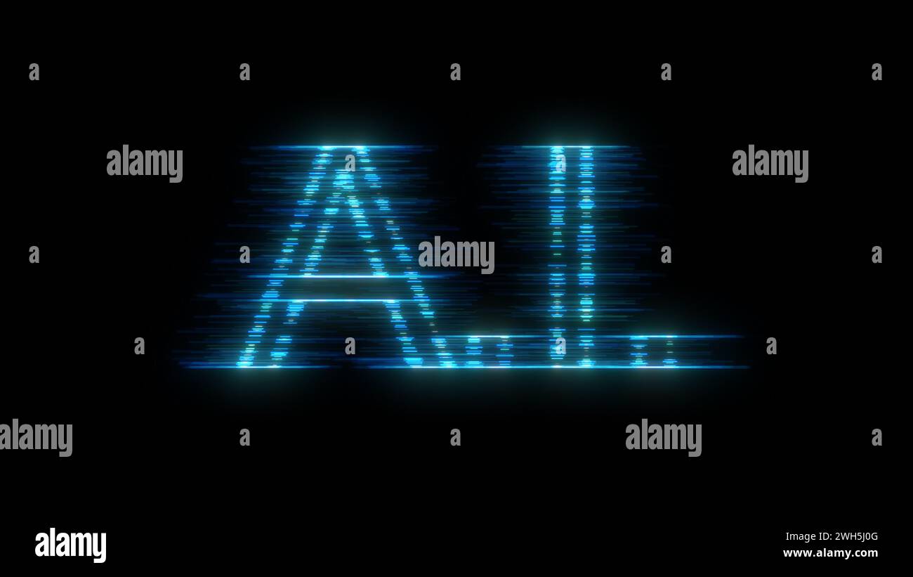 Le mot IA se révèle dans les particules technologiques avec alpha mat Banque D'Images