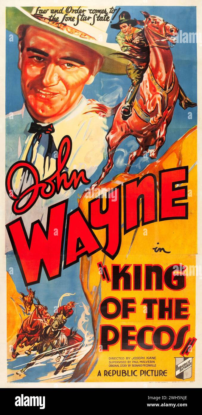 John Wayne dans King of the Pecos (République, 1936) film occidental - affiche de film vintage Banque D'Images