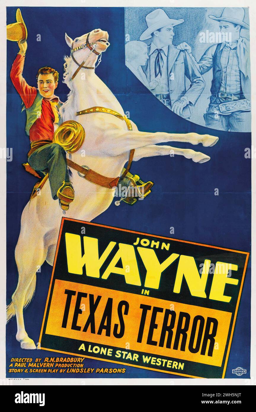 John Wayne dans Texas Terror (Monogram, 1935) Vintage film Poster Banque D'Images